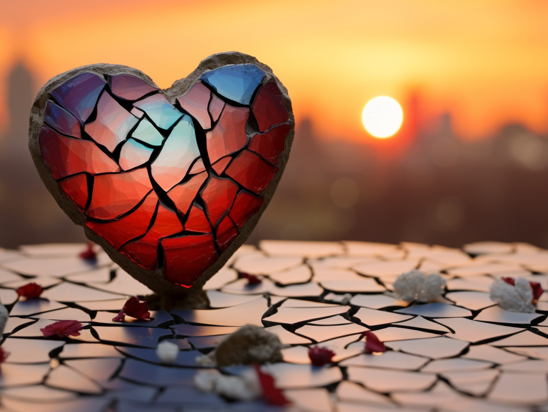 Crackled Heart Sunset Diamond Art Kit