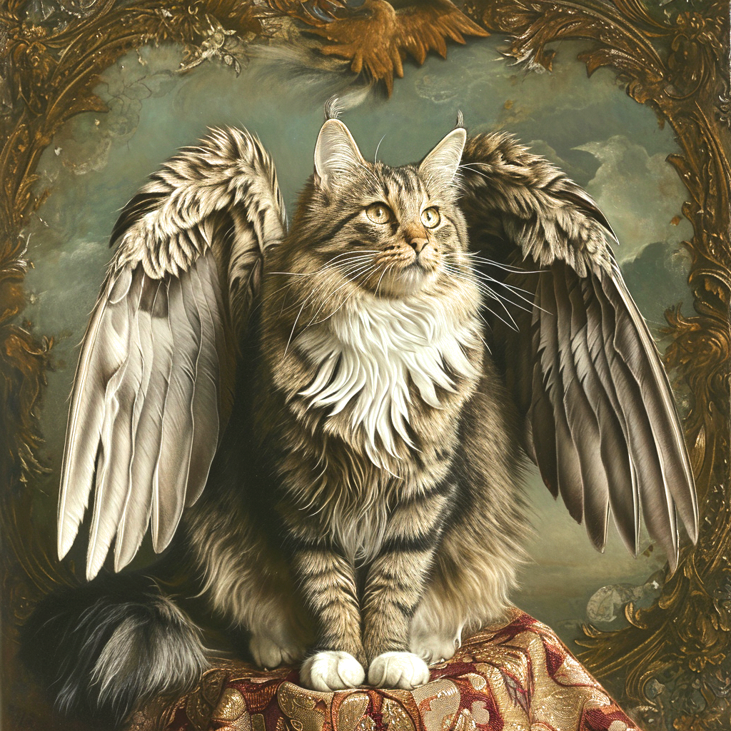 Gray Striped Angel Cat Diamond Art Kit