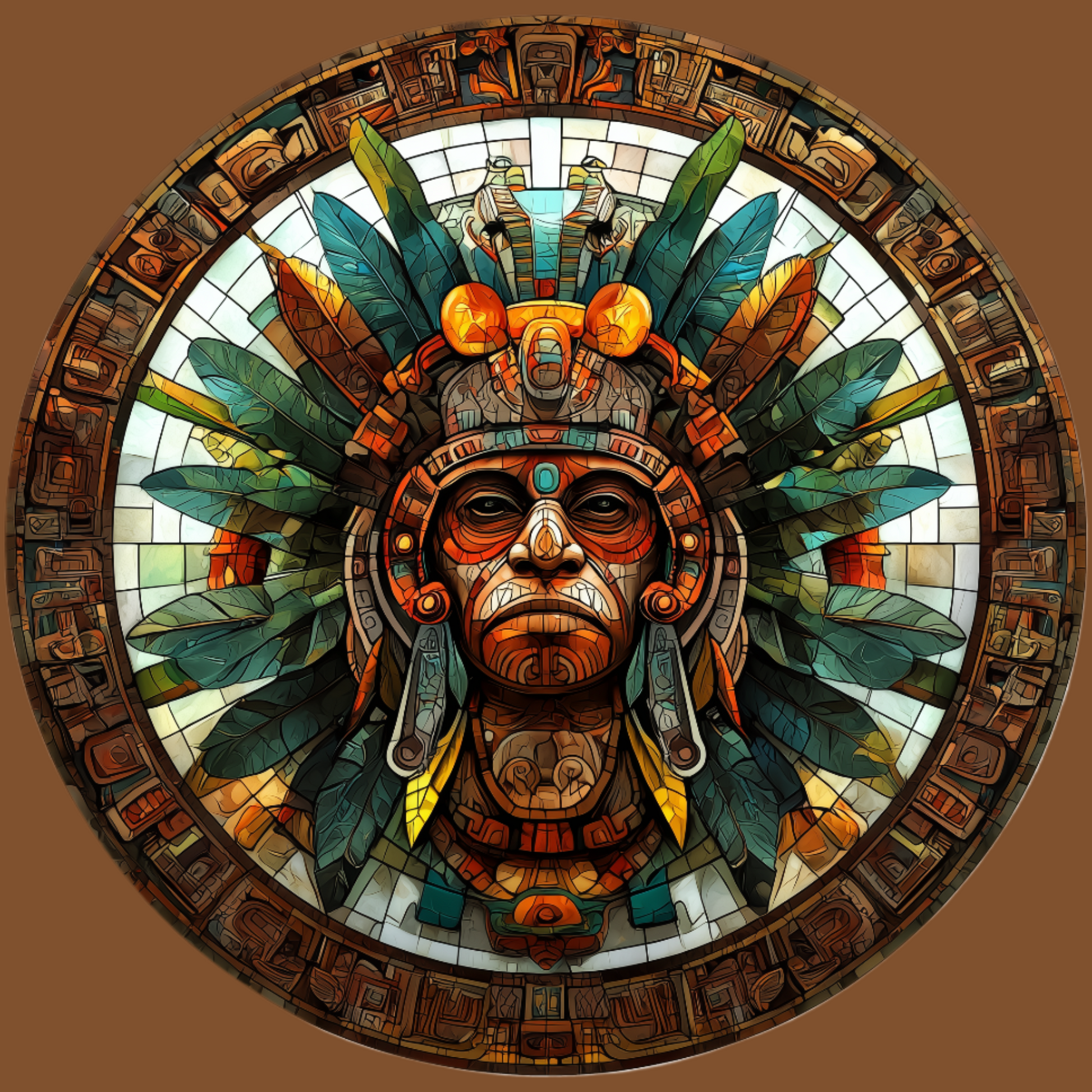 Abstract Mayan Mask Circle Diamond Art Kit