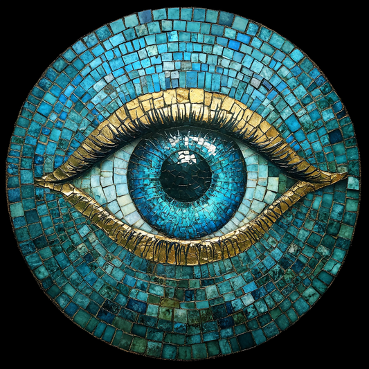 Teal Gold Round Mosaic Eye Diamond Art Kit