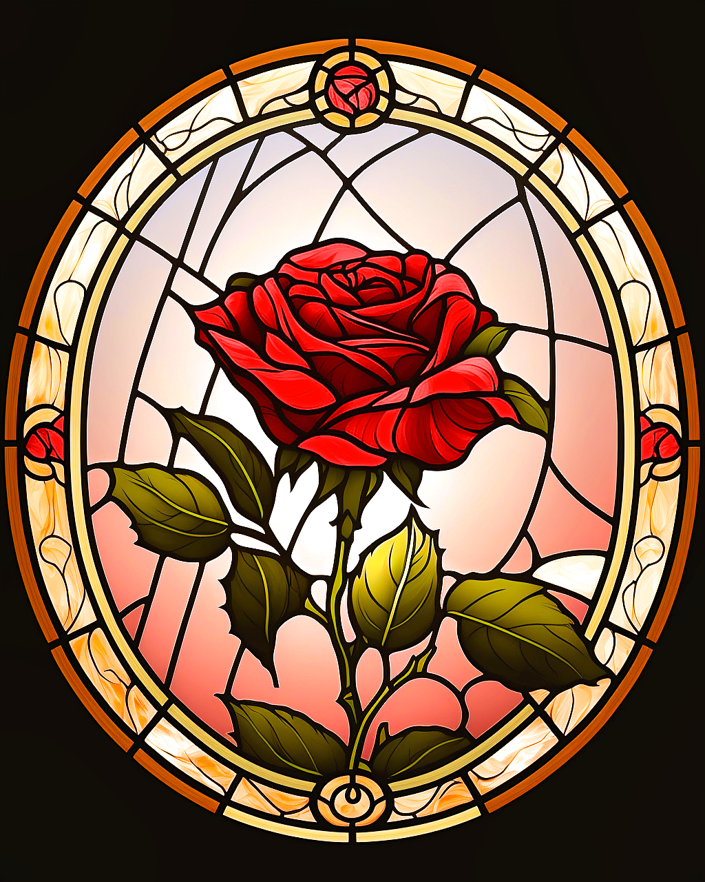 Abstract Red Rose Oval Diamond Art Kit