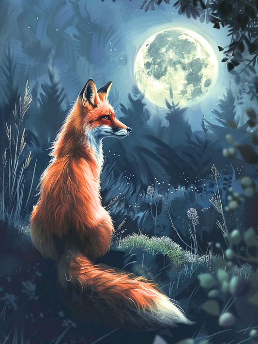 Fox Under The Moon Diamond Art Kit