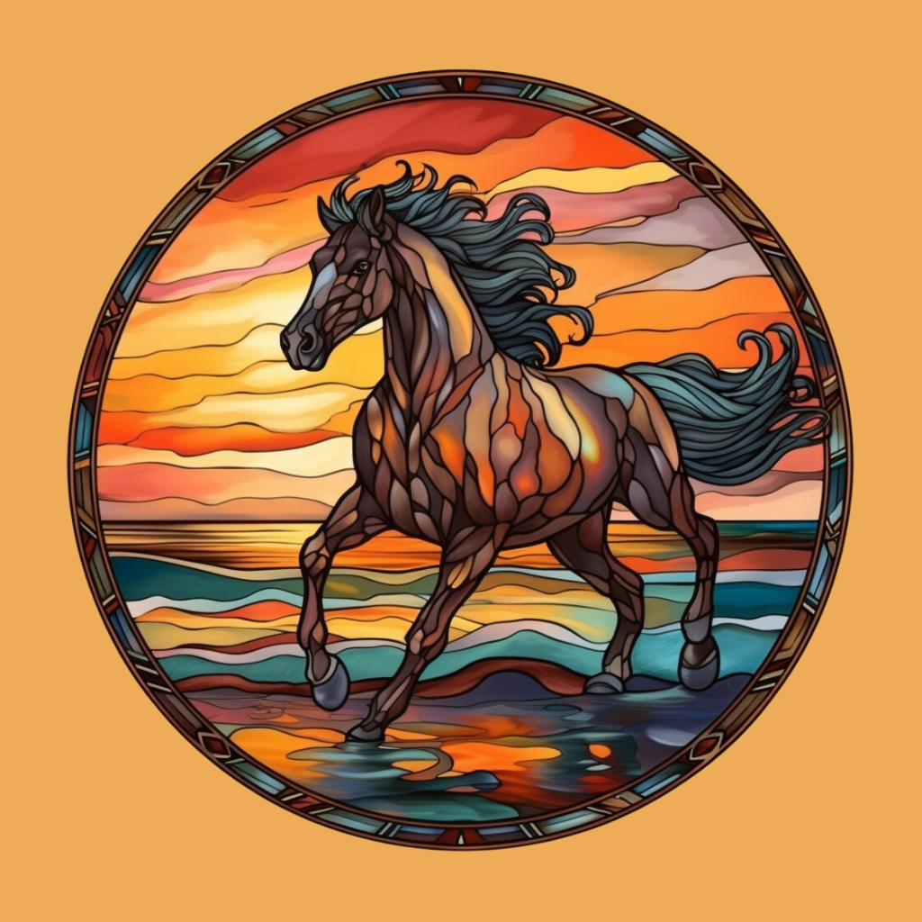 Brown Abstract Horse Circle Diamond Art Kit