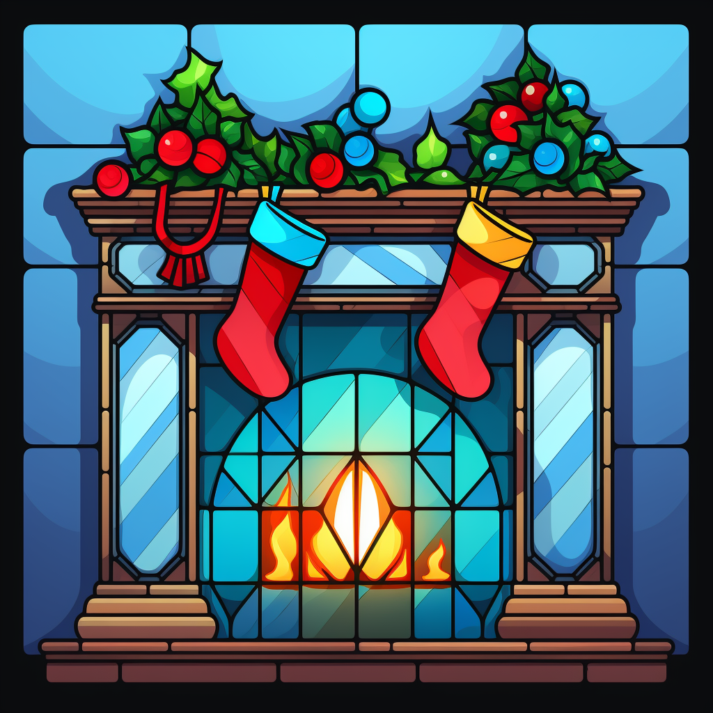 Christmas Fireplace Abstract Diamond Art Kit