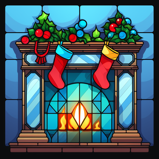 Christmas Fireplace Abstract Diamond Art Kit