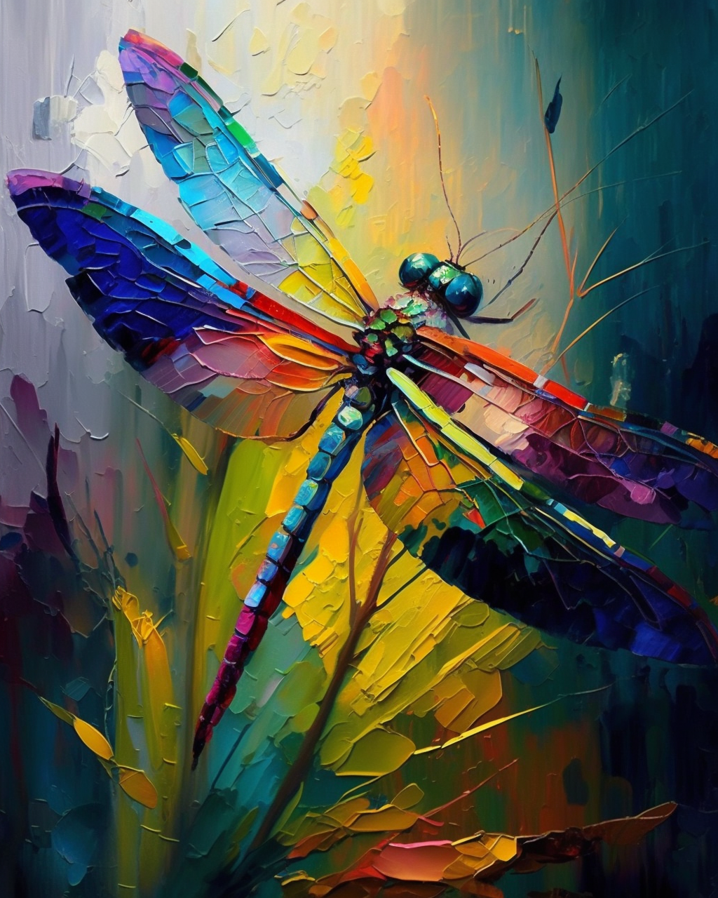 Abstract Painted Dragonfly Diamond Art Kit