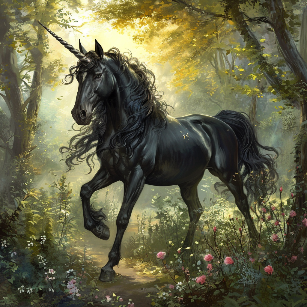 Black Unicorn Forest Diamond Art Kit