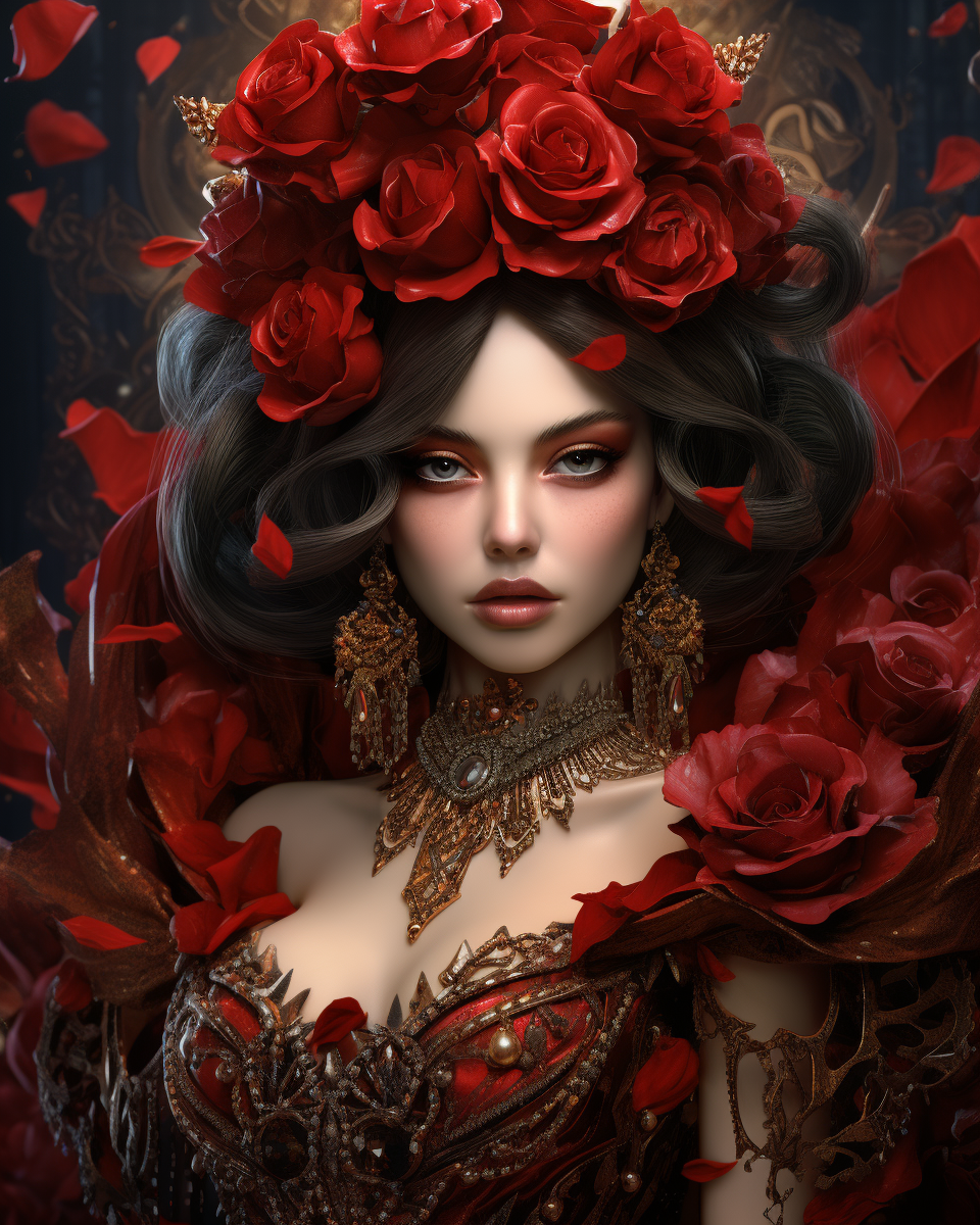 Red Rose Crown Girl Diamond Art Kit