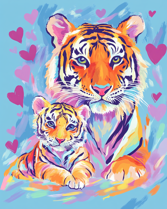 Abstract Tigers Hearts Diamond Art Kit
