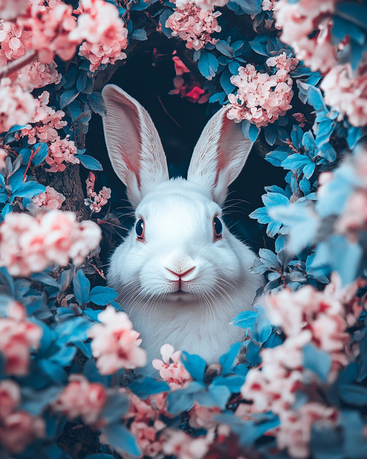 Pink Flower Rabbit Burrow Diamond Art Kit