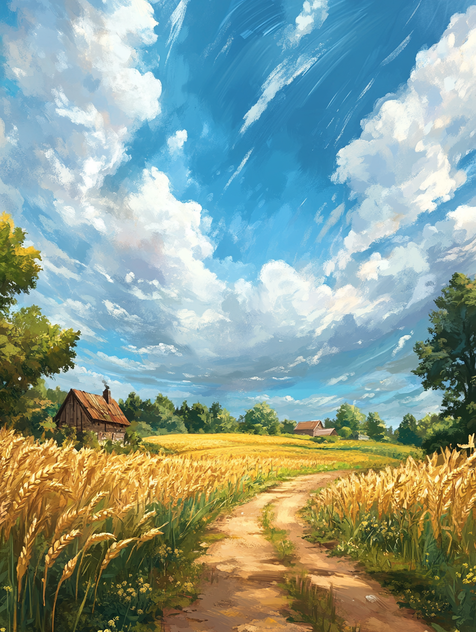 Clouded Sky Wheatfield Diamond Art Kit