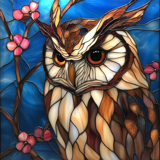 Brown Feather Owl Abstract Diamond Art Kit