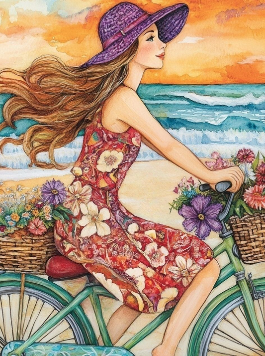 Flower Bike Beach Diamond Art Kit