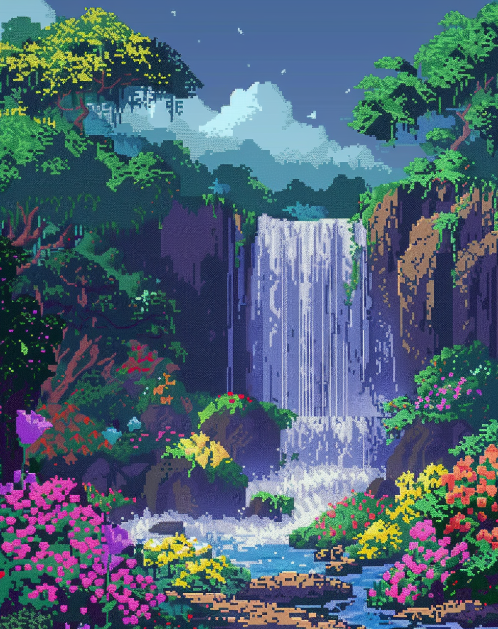 Colorful Flowers Waterfall Diamond Art Kit