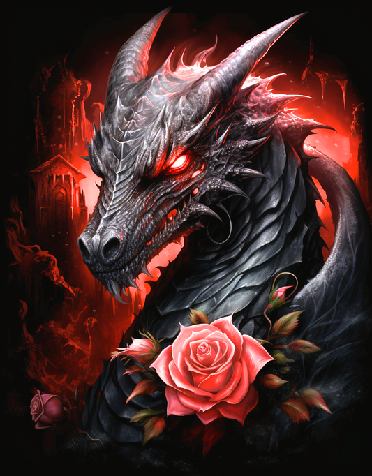 Pink Roses Dragon Diamond Art Kit