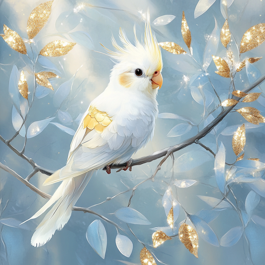 Gold Leaf Cockatiel Diamond Art Kit