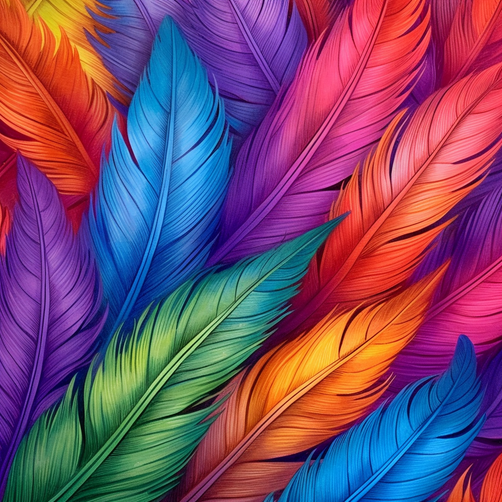 Rainbow Abstract Feathers Diamond Art Kit