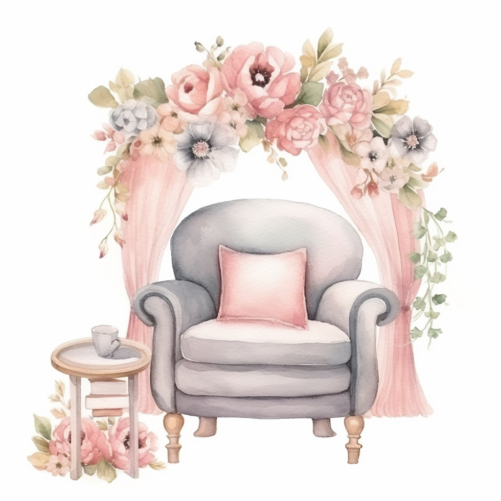 Pink Pillow Chair Flowers Diamond Art Kit
