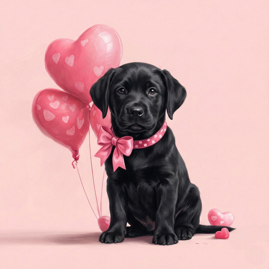Black Labrador Retriever Happy Valentines Day Diamond Art Kit