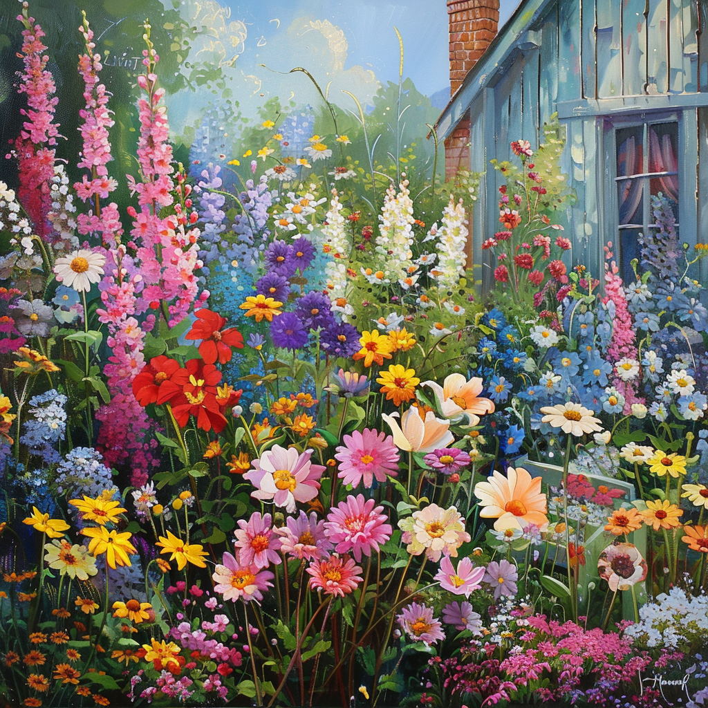 Blue House Flower Garden Diamond Art Kit