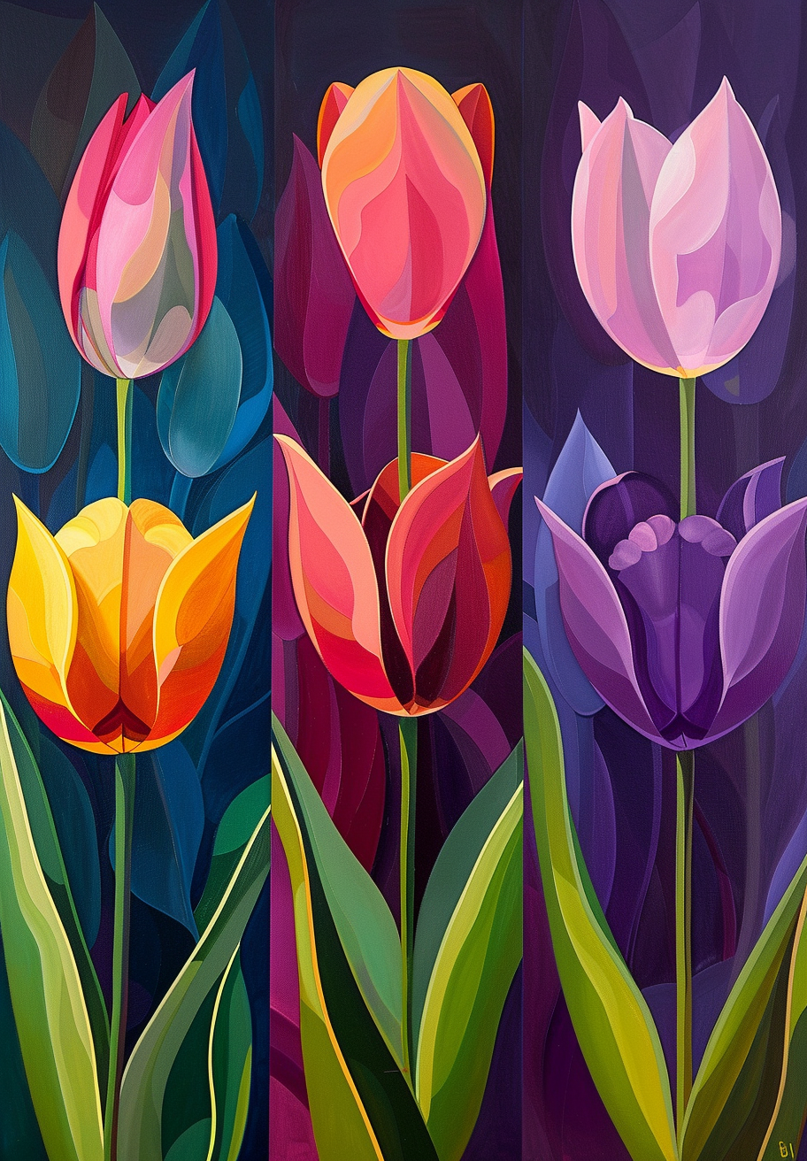 Six Abstract Tulips Diamond Art Kit
