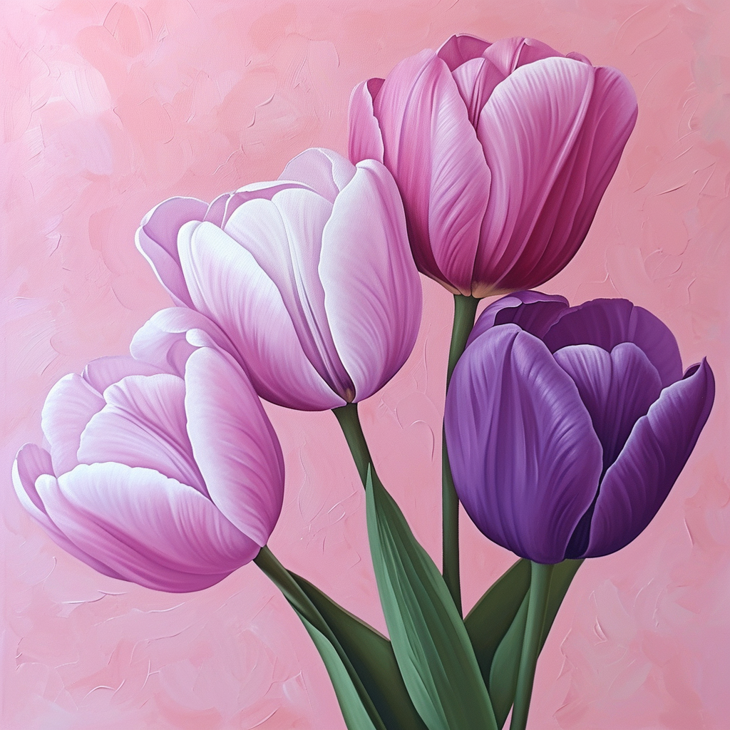 Pink And Purples Spring Tulips Diamond Art Kit