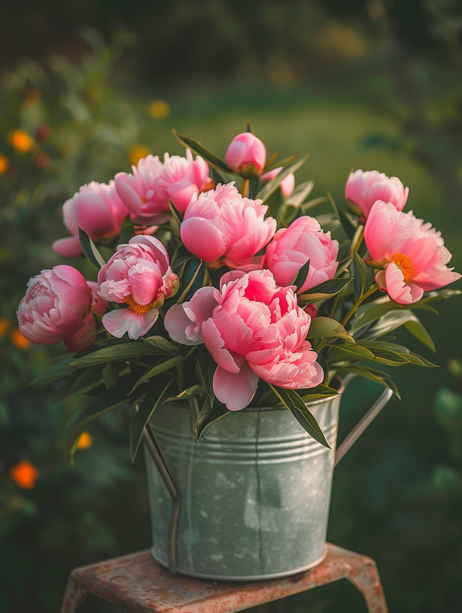 Metal Can Pink Peonies Diamond Art Kit