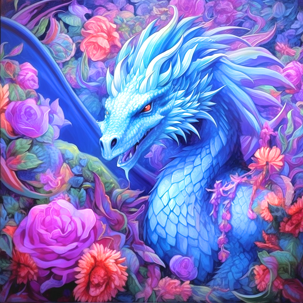 Dragon In Flowers Diamond Art Kit