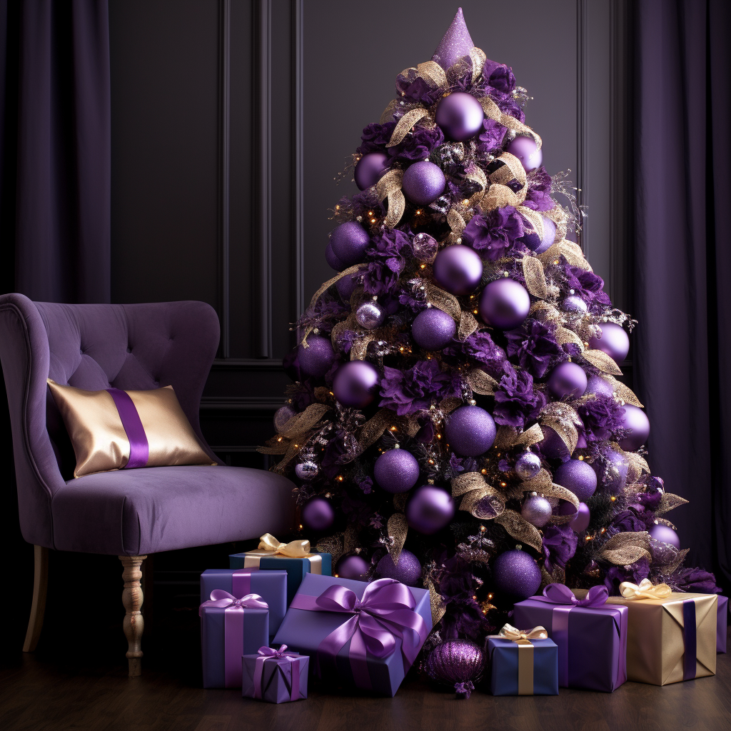 Purple Gold Christmas Tree Diamond Art Kit