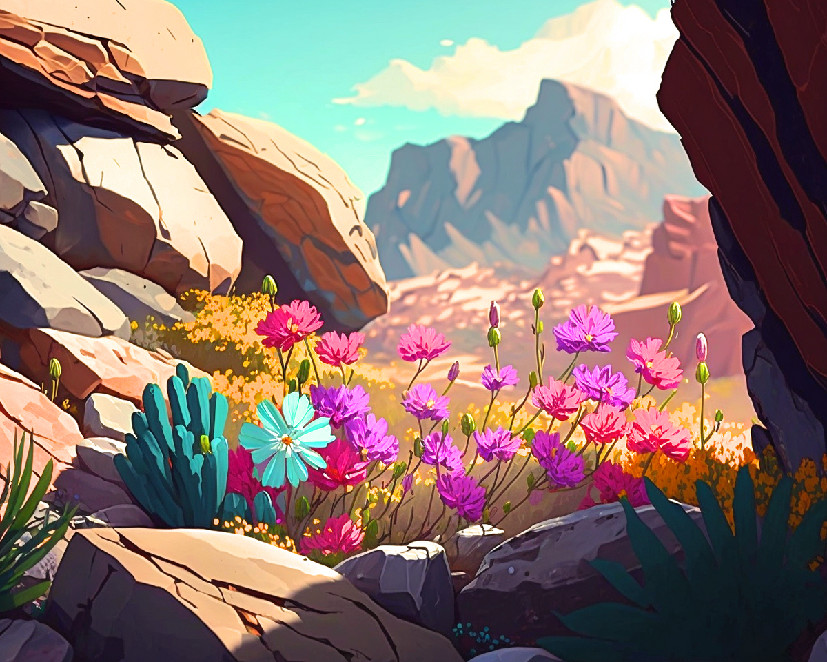 Rocky Desert Flowers Diamond Art Kit