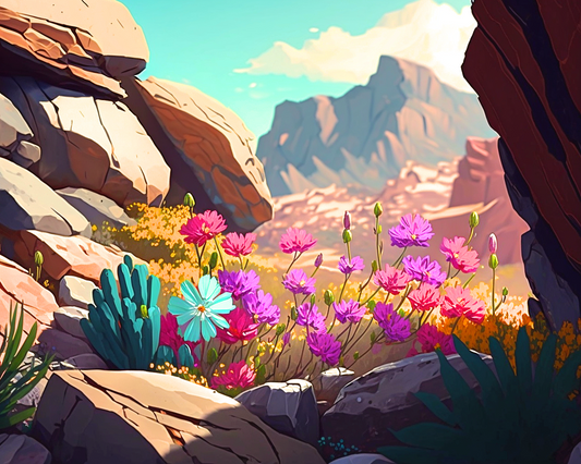 Rocky Desert Flowers Diamond Art Kit