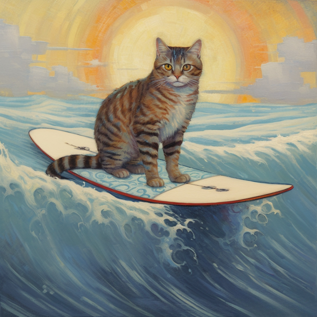 Cat On A Surfboard Diamond Art Kit