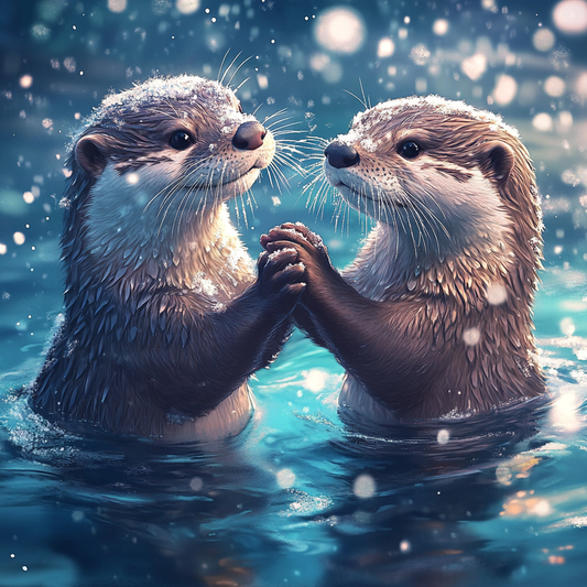 Otters In The Snow Diamond Art Kit