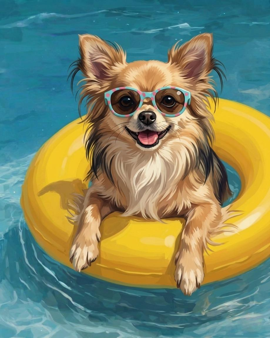 Hello Summer Long Hair Chihuahua Diamond Art Kit