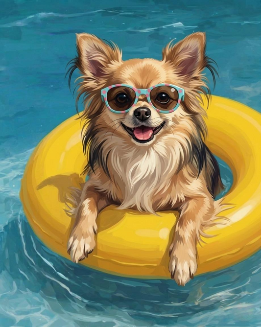 Hello Summer Long Hair Chihuahua Diamond Art Kit