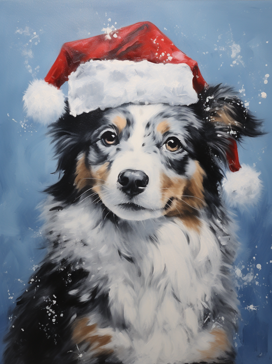 Australian Shep Her Christmas Puppy Diamond Art Kit