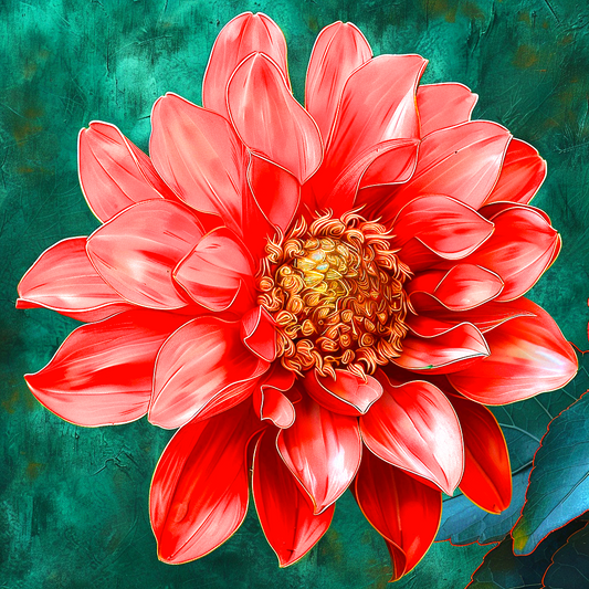 Red Open Petal Flower Diamond Art Kit