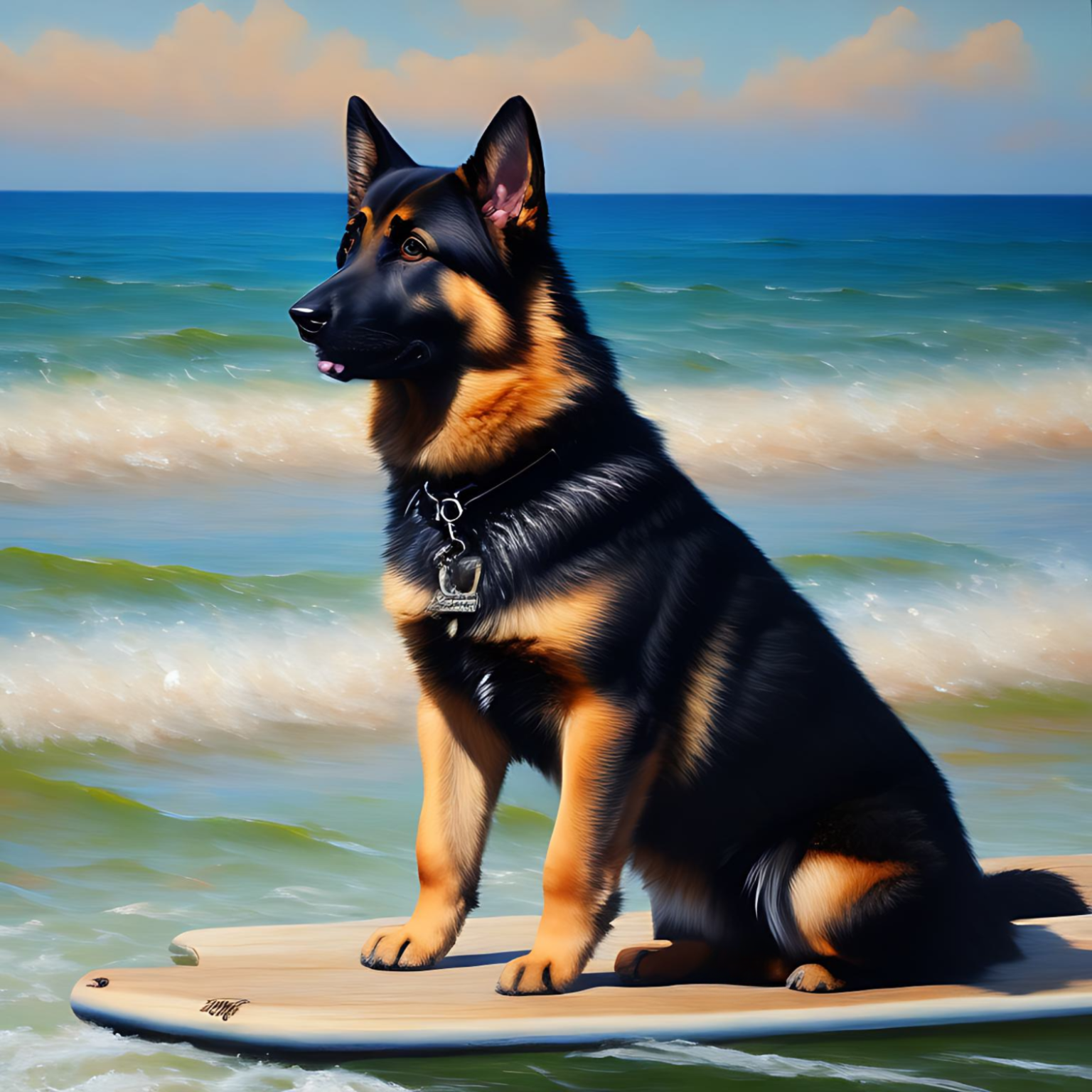 Surfing German Shepherd Diamond Art Kit