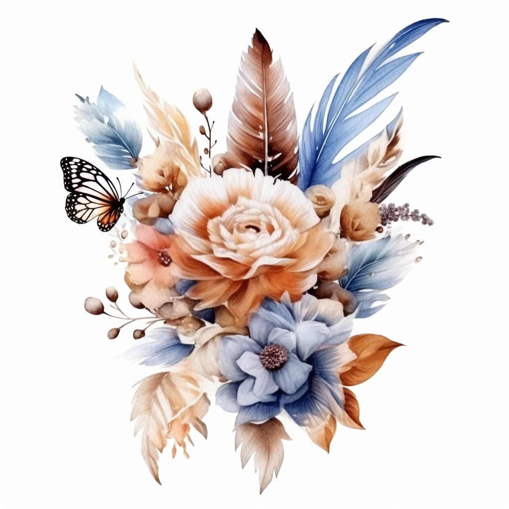 Feathers And Flowers Watercolor Diamond Art Kit
