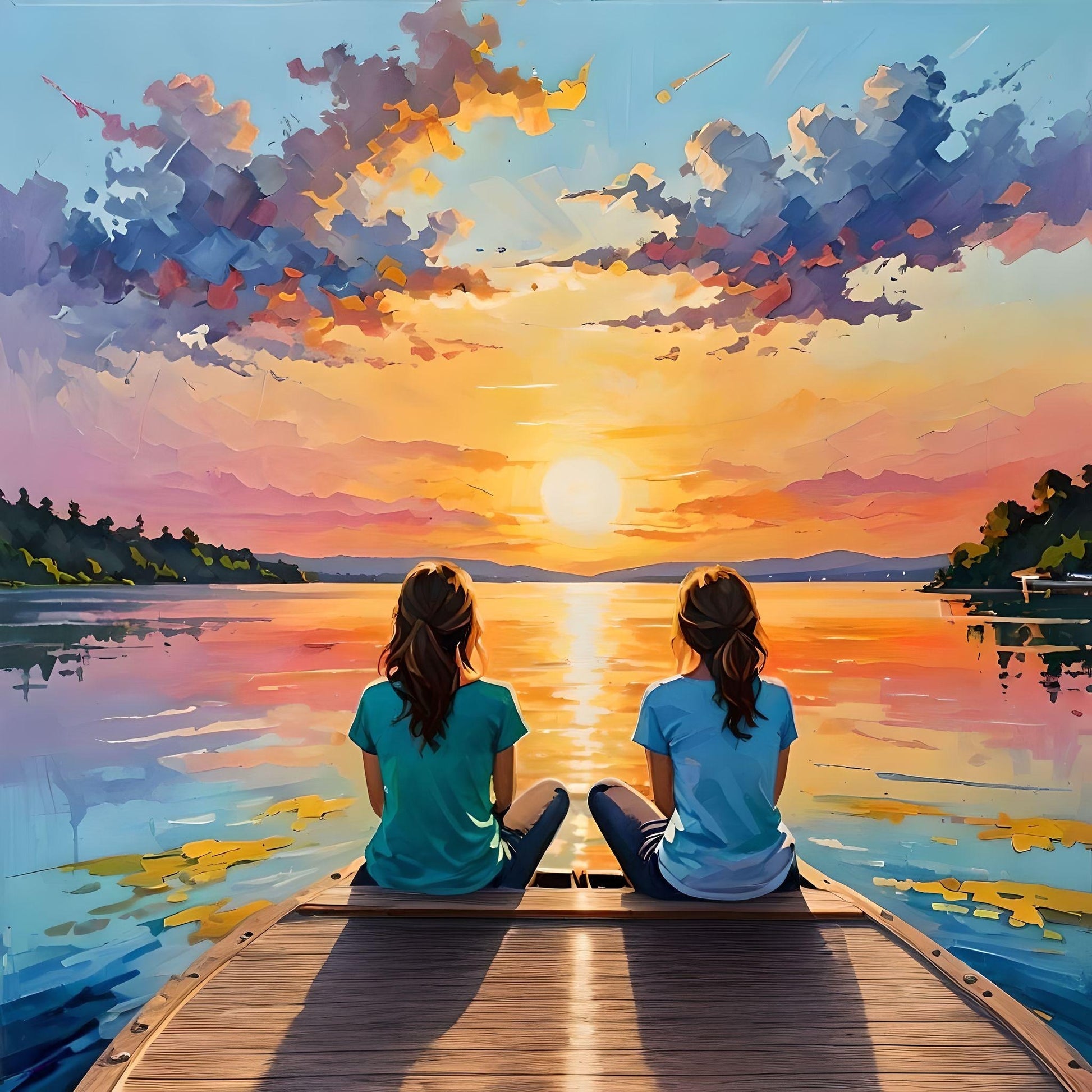 Two Women Sunset Diamond Art Kit