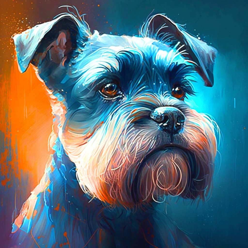 Blue Orange Abstract Schnauzer Diamond Art Kit