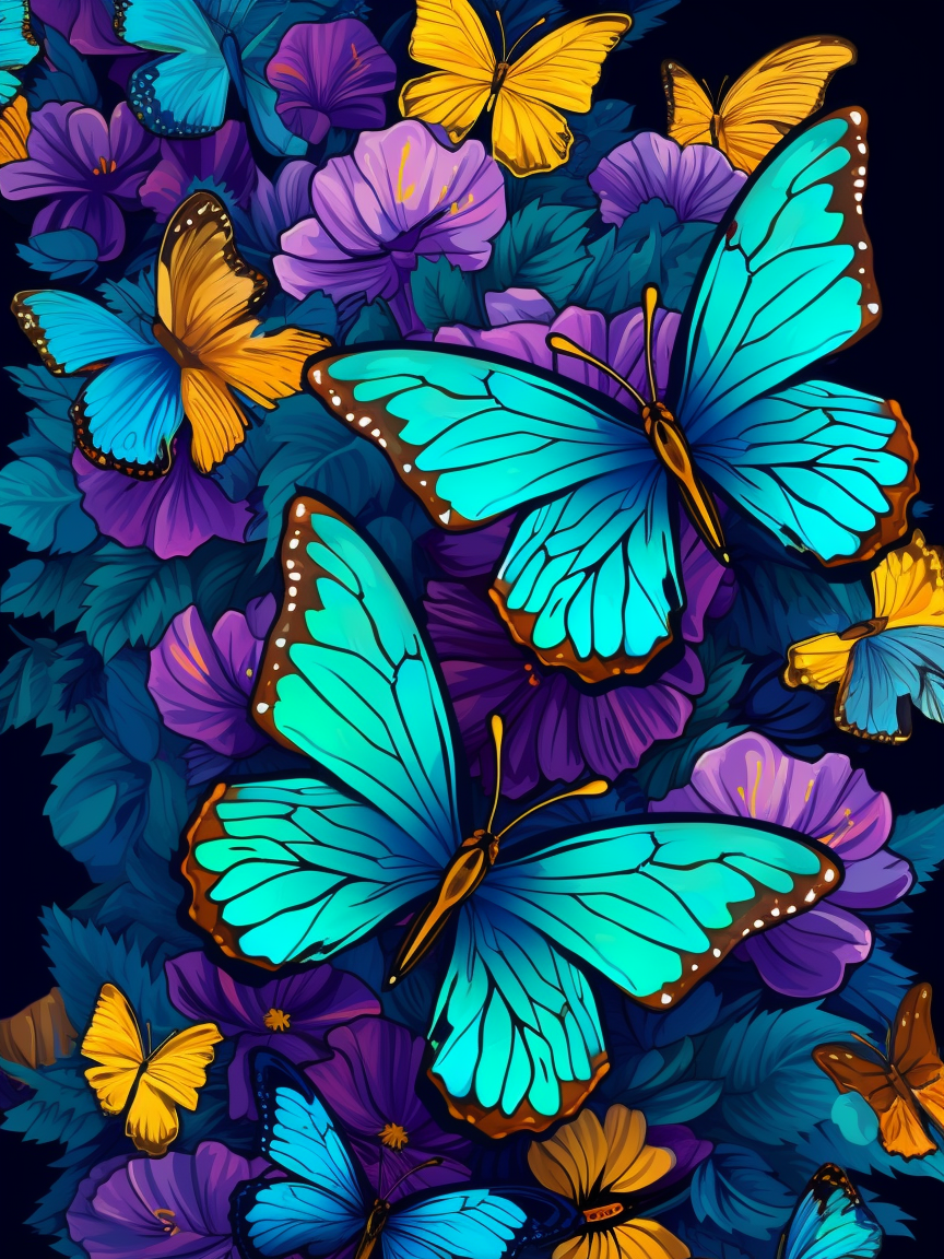 Blue Yellow Butterfly Abstract Diamond Art Kit