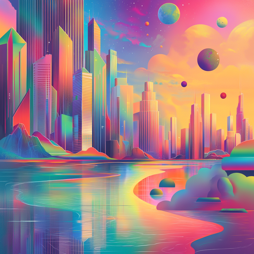 Colorful Futuristic City Diamond Art Kit