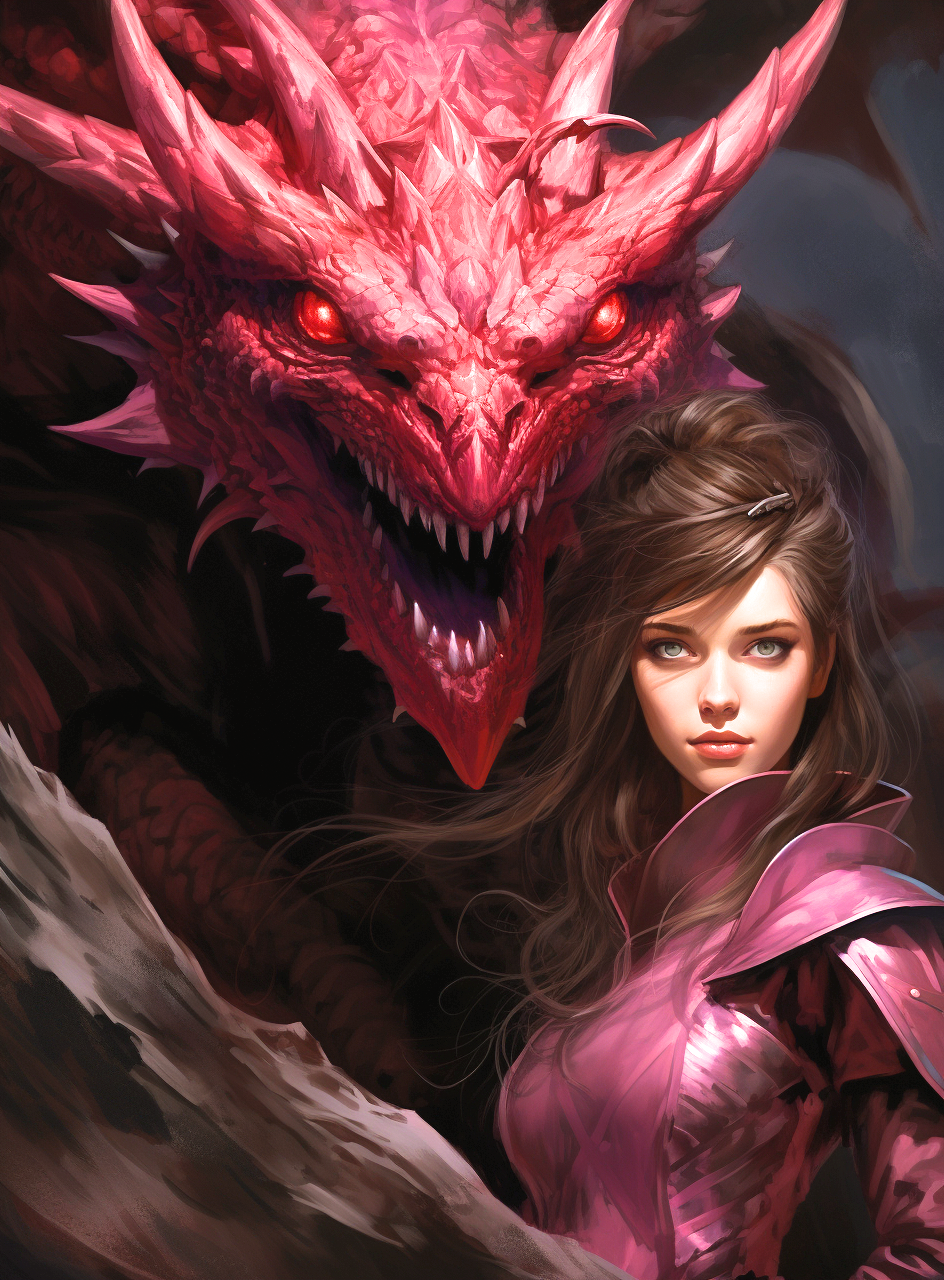 Red Dragon And Girl Diamond Art Kit