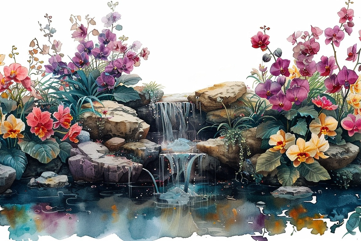 Flowers On The Rocks Diamond Art Kit