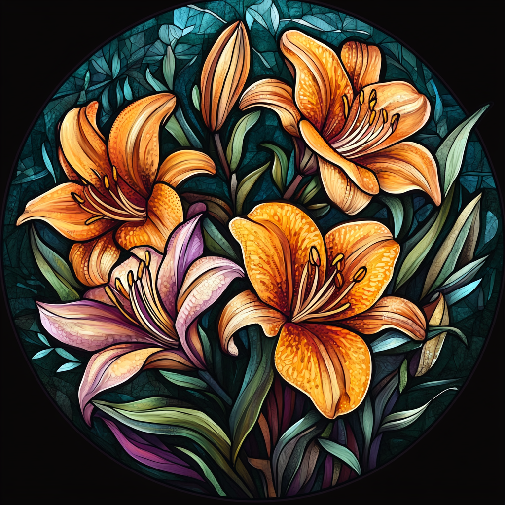 Abstract Orange Lilies Diamond Art Kit