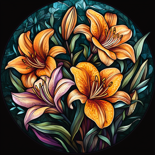 Abstract Orange Lilies Diamond Art Kit