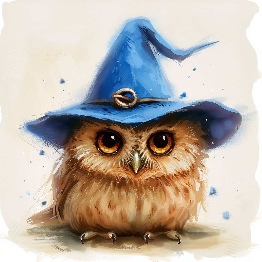 Blue Witch Hat Little Owl Diamond Art Kit