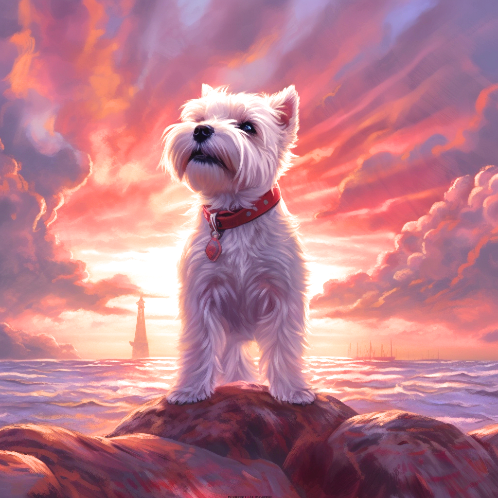 Westie Sea Sunset Diamond Art Kit