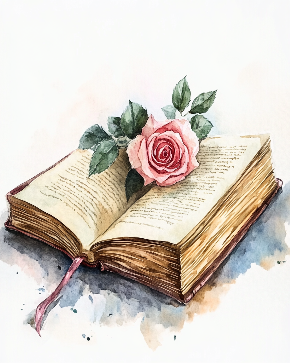 Pink Rose Book Diamond Art Kit